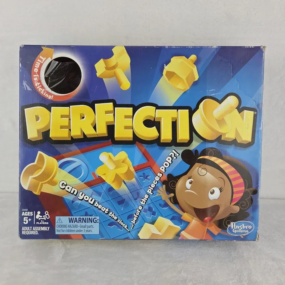 HASBRO Perfection Kids Board Game 2016 Complete 25 Shape Pieces Box Tested